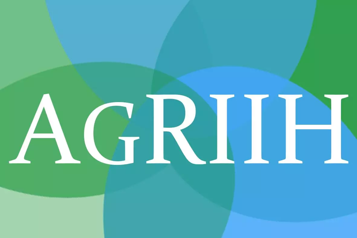 Blue and green petals for a background to the label AGRIIH